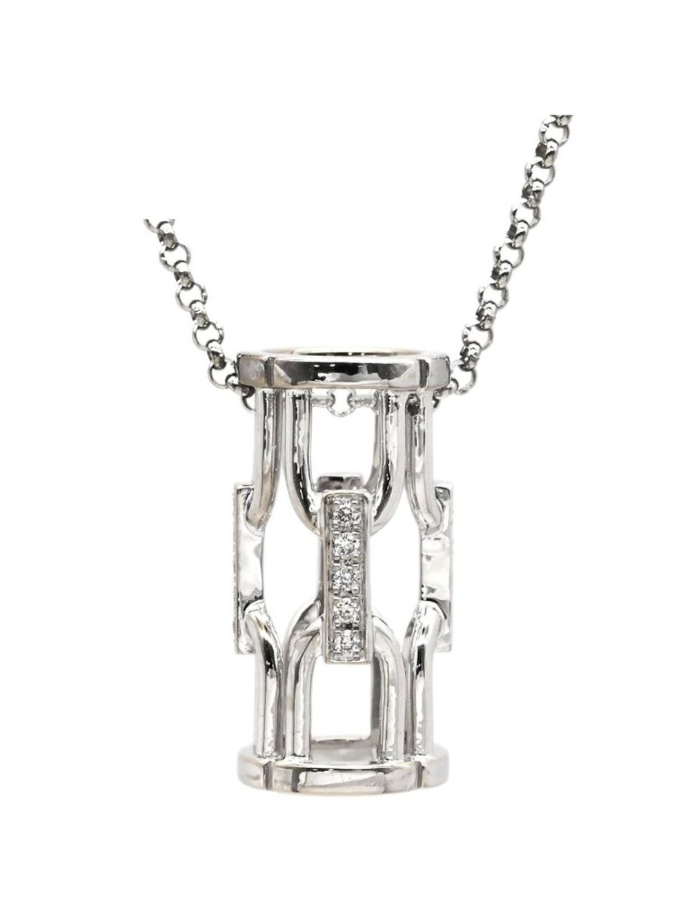 Celine Necklace Diamond Design Pendant White Gold Watermark 3D Tube Shape